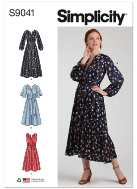 Simplicity S9041 | Misses' Dresses In Three Lengths with Sleeve Variations | Front of Envelope
