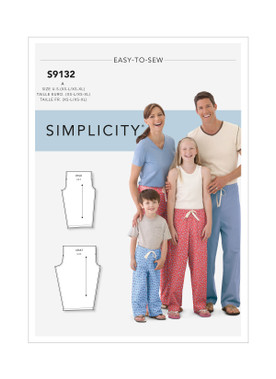 Simplicity U06859A New Look Sewing Misses' and Mens' Pajama Pants and Shorts  Sewing Pattern Kit, Code 6859, Sizes XS-XL