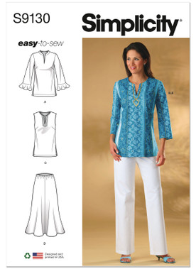Simplicity S9130 | Misses' & Women's Tops & Bottoms | Front of Envelope