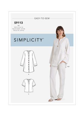 Simplicity S9113 | Misses' Tunic, Top & Pull On Pants | Front of Envelope