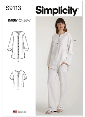 Simplicity S9113 | Misses' Tunic, Top & Pull On Pants | Front of Envelope