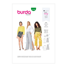 Burda Style BUR6199 | Misses' Pull-on Pants & Shorts | Front of Envelope