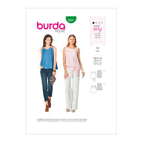 Burda Style BUR6201 | Misses' Tops with Hem Variations | Front of Envelope