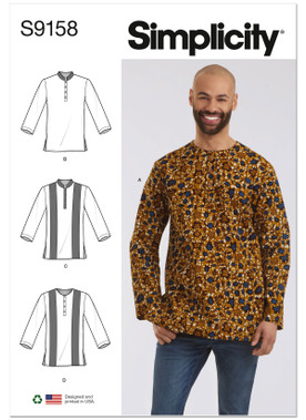 Simplicity S9158 | Men's Half Buttoned Shirts | Front of Envelope
