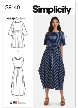 Simplicity S9140 | Misses' Relaxed Pullover Dress | Front of Envelope