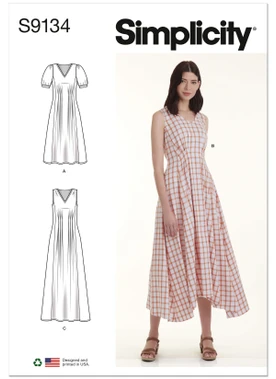 Simplicity S9134 | Misses' Released Pleat Dress | Front of Envelope