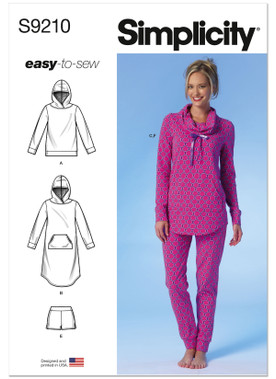 Simplicity S9210 | Misses' Tops, Dress, Shorts, Pants and Slippers | Front of Envelope