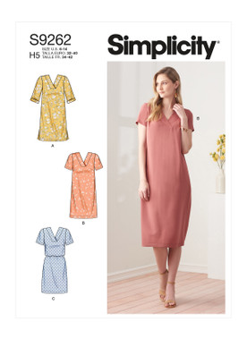 Simplicity S9262 | Misses' V-neckline Shift Dresses | Front of Envelope