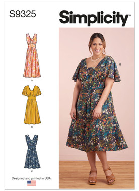 Simplicity S9325 | Misses' & Women's Dress with Length and Sleeve Variations | Front of Envelope