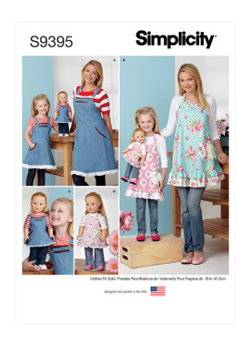 Simplicity S9395 | Aprons for Misses, Children & 18" Doll | Front of Envelope