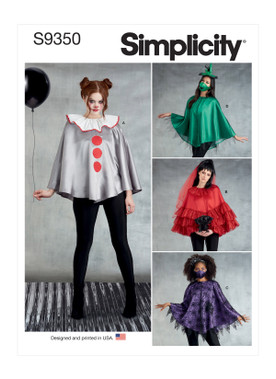 Simplicity S9350 | Misses' Poncho Costumes and Face Masks | Front of Envelope