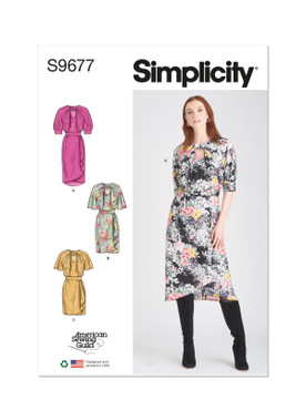 Simplicity S9677 | Misses' Dresses with Sleeve and Length Variations - Designed for American Sewing Guild | Front of Envelope