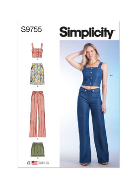 Simplicity S9755 | Misses' Top, Skirt, Pants and Shorts | Front of Envelope