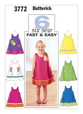 Butterick B3772 | Toddlers'/Children's Button-Shoulder Dresses | Front of Envelope