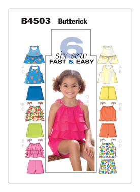 Butterick B4503 | Children's/Girls' Sleeveless Tops, Skort and Shorts | Front of Envelope