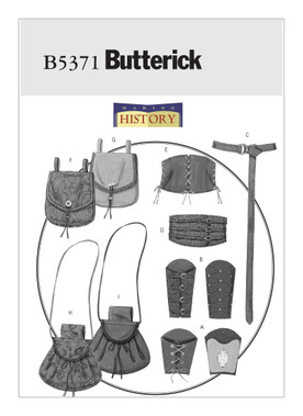 Butterick B5371 | Wrist Bracers, Corset, Belt and Pouches | Front of Envelope