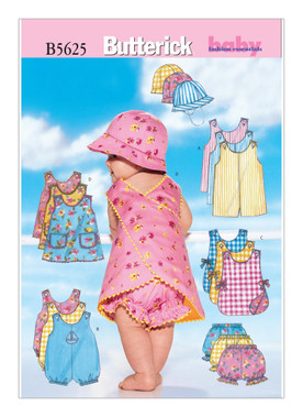 Butterick B5625 | Infants' Rompers, Jumper, Panties and Bucket Hat | Front of Envelope