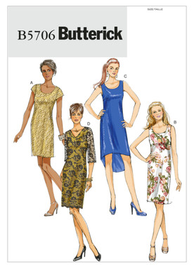 Butterick B5706 (Digital) | Misses'/Misses' Petite Semi-Fitted Dresses | Front of Envelope