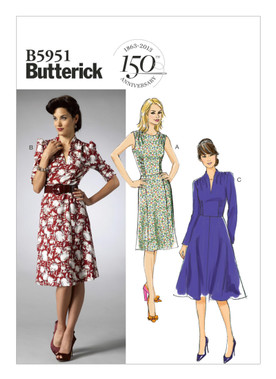 Butterick B5951 (Digital) | Misses' Gathered-Detail Dresses | Front of Envelope