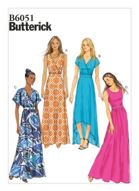 Butterick B6051 | Misses' Surplice Dresses | Front of Envelope