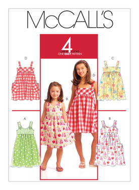 McCall's M5613 | Children's/Girls' Raised-Waist Dresses | Front of Envelope