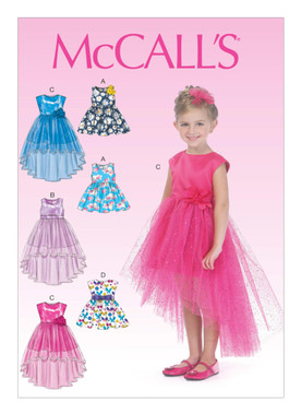 McCall's M7077 (Digital) | Children's/Girls' Gathered-Waist Dresses | Front of Envelope