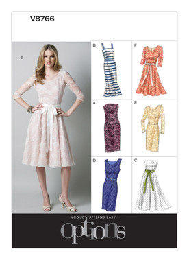 Vogue Patterns V8766 | Misses'/Misses' Petite Fitted or Flared Dresses | Front of Envelope
