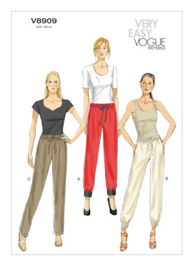 Vogue Patterns V8909 | Misses' Elastic Waistband Pants | Front of Envelope