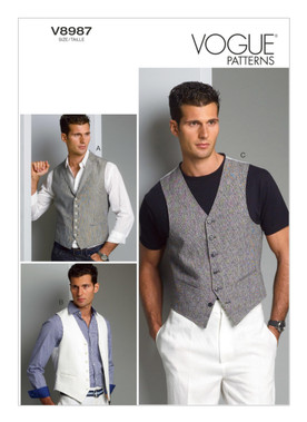 Vogue Patterns V8987 | Men's Collared or Collarless Vests | Front of Envelope