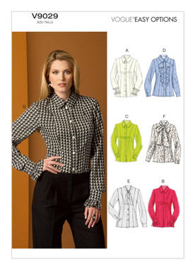 Vogue Patterns V9029 | Misses' Button-Down Princess Seam Blouses | Front of Envelope
