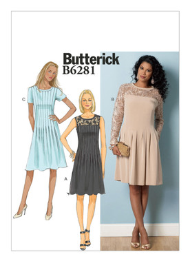 Butterick B6281 (Digital) | Misses'/Misses' Petite Pleated Dresses | Front of Envelope