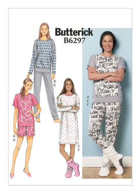 Butterick B6297 (Digital) | Misses' Top, Dress, Shorts, Pants and Lounge Socks | Front of Envelope