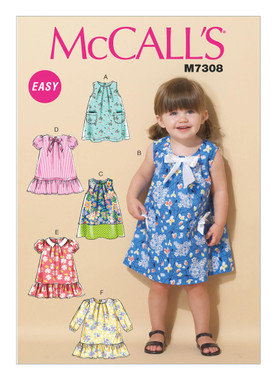 McCall's M7308 | Toddlers' Tent Dresses | Front of Envelope
