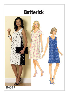 Butterick B6317 | Misses' Pullover V-Neck Dresses | Front of Envelope