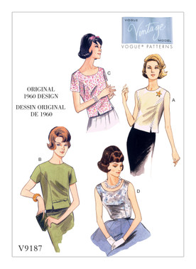 Vogue Patterns V9187 | Misses' Jewel or Scoop-Neck, Princess-Seam Tops | Front of Envelope