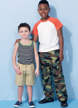McCall's M7379 (Digital) | Children's/Boys' Raglan Sleeve Tops, Tank Top, Cargo Shorts and Pants