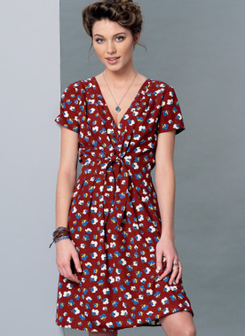McCall's M7381 (Digital) | Misses' Surplice, Pleated Dresses with Optional Front-Tie