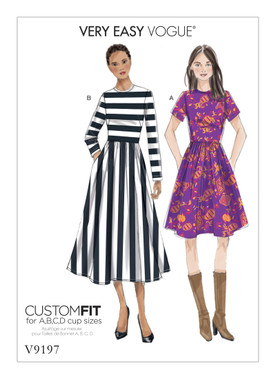 Vogue Patterns V9197 | Misses' Jewel-Neck, Gathered-Skirt Dresses | Front of Envelope