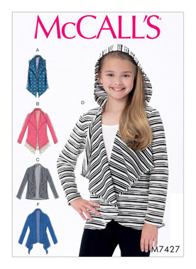 McCall's M7427 (Digital) | Girls' Shawl Collar Vest and Cardigans | Front of Envelope