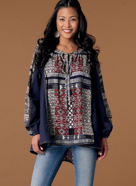 McCall's M7434 (Digital) | Misses' Gathered, Raglan Sleeve Tops with Neck Ties