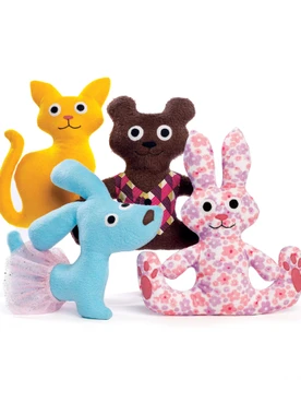 McCall's M7451 (Digital) | Cat, Bear, Rabbit and Dog Stuffed Animals