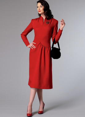 Butterick B6374 | Misses' Swan-Neck or Shawl Collar Dresses with Asymmetrical Gathers