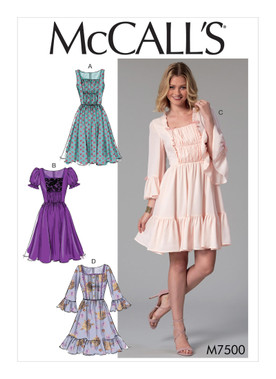 McCall's M7500 (Digital) | Misses' Gathered and Ruched Dresses | Front of Envelope