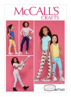 McCall's M7560 (Digital) | Children's/Girls' Leggings with Contrast Band and Ruffle Details | Front of Envelope