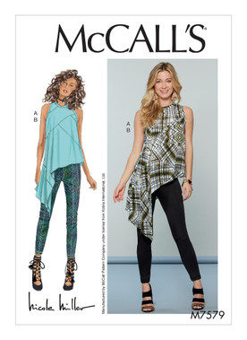 McCall's M7579 (Digital) | Misses' Asymmetrical, Seam-Detail Top and Pants | Front of Envelope