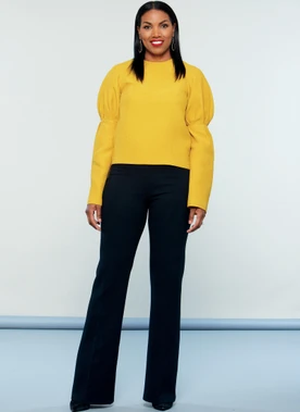 McCall's M7580 (Digital) | Misses' Puff Raglan-Sleeve Top and Straight-Leg Pants with Yoke