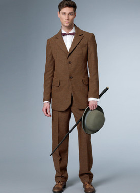 Butterick B6503 (Digital) | Men's Single-Breasted Lined Coat with Back Vent and Cuffed Pants