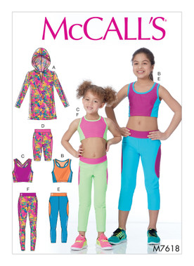 McCall's M7618 (Digital) | Children's/Girls' Activewear Tops and Leggings | Front of Envelope