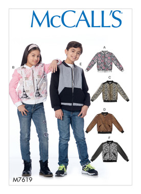 McCall's M7619 (Digital) | Children's/Girls'/Boys' Bomber Jackets | Front of Envelope