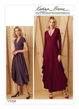 Vogue Patterns V9268 | Misses' Knit, V-Neck, Draped Dresses | Front of Envelope